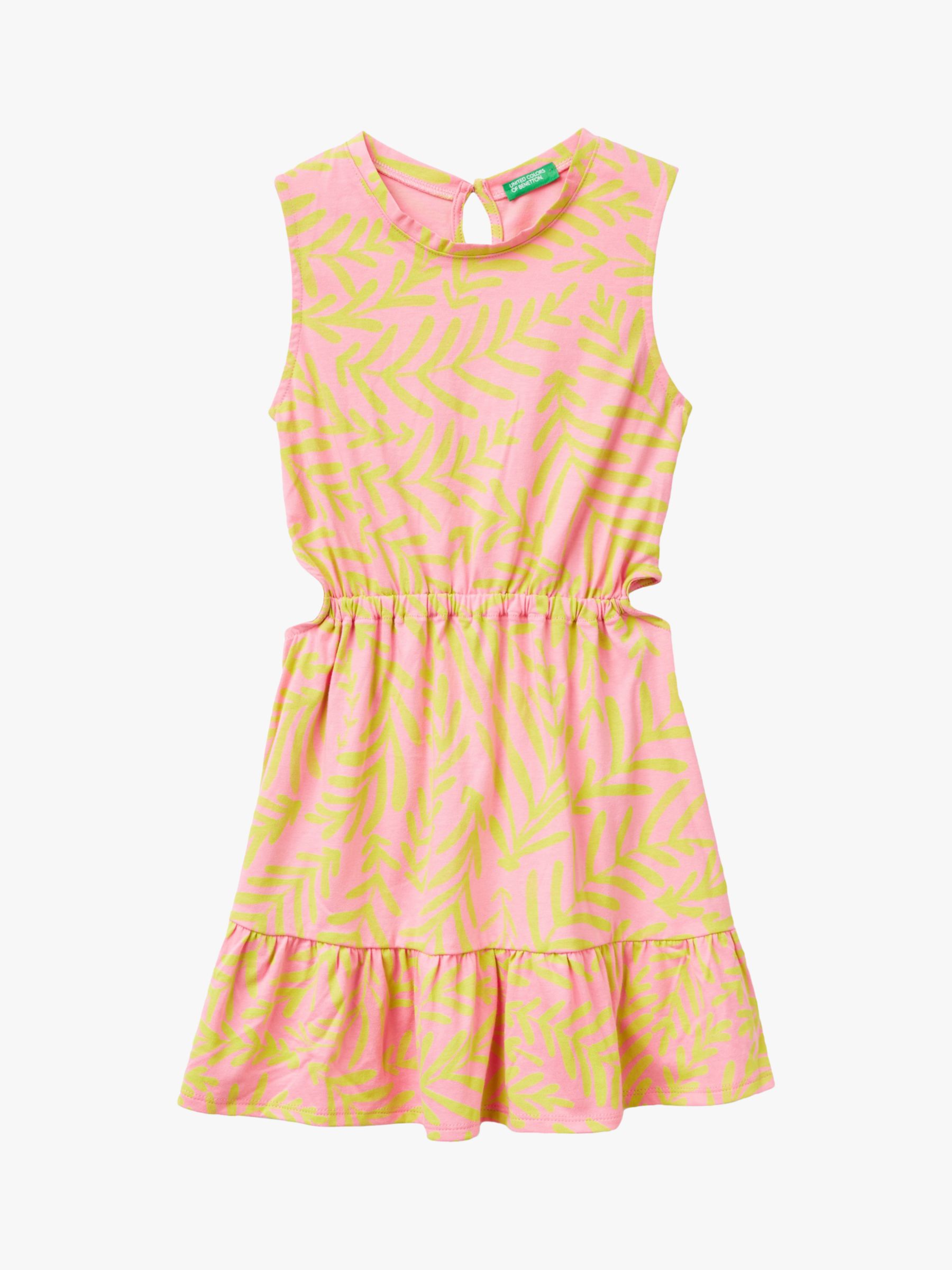 Benetton Kids' Cotton Sleeveless Keyhole Dress, Multicolor, 6-7 years