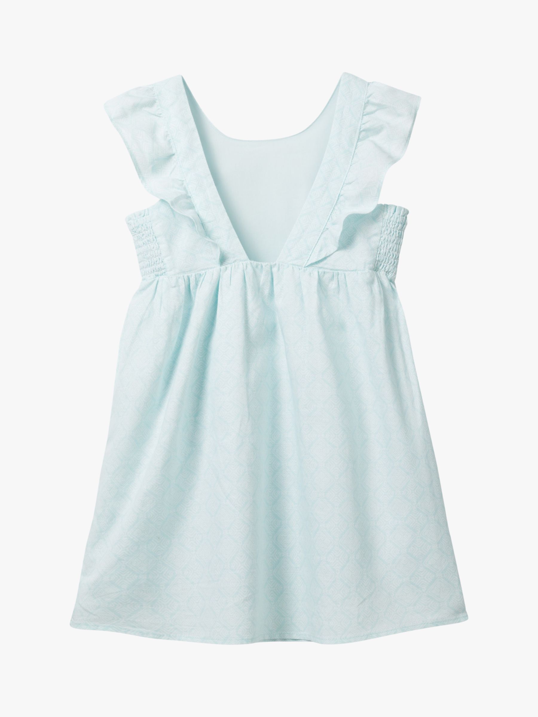 Benetton Kids' Linen Blend Geometric Print Dress, Blue/Multi, 6-7 years