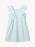 Benetton Kids' Linen Blend Geometric Print Dress, Blue/Multi