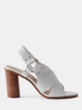 Mint Velvet Crossover Leather Block Heel Sandals, Natural Cream