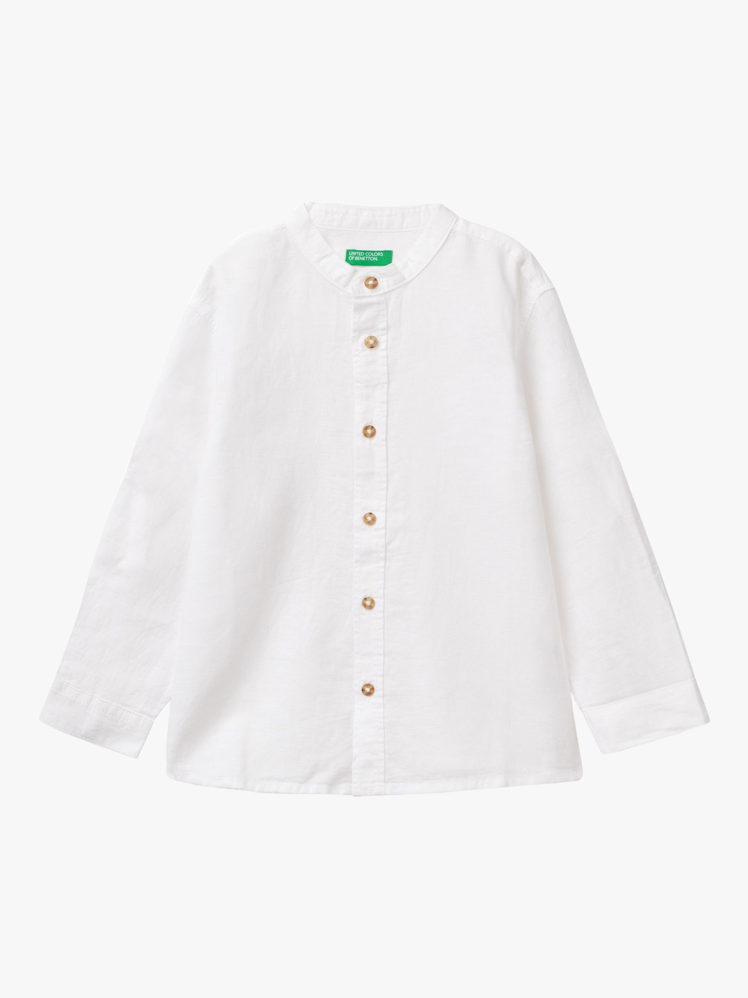 Benetton Kids' Korean Linen Blend Shirt, Optical White, 3-4 years