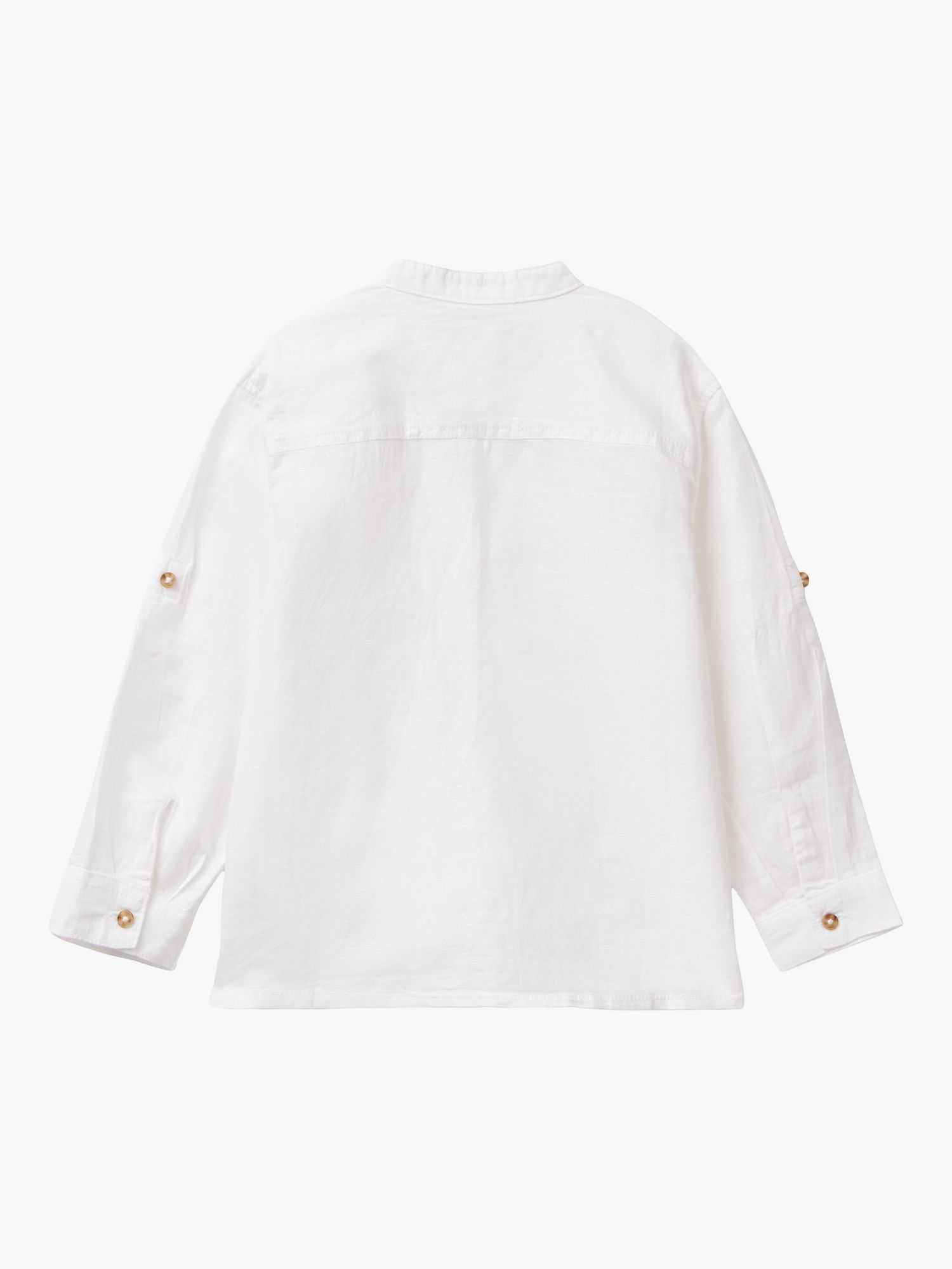 Benetton Kids' Korean Linen Blend Shirt, Optical White, 3-4 years