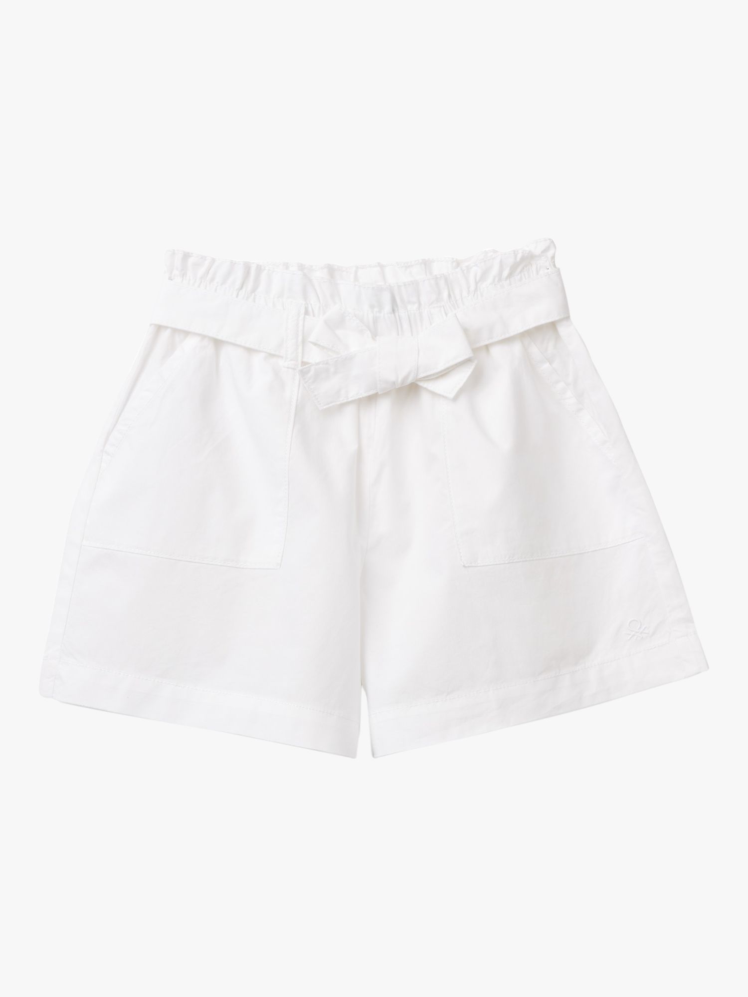 Benetton Kids' Paperbag Tie Waist Shorts, Optical White, 6-7 years