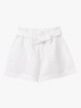 Benetton Kids' Paperbag Tie Waist Shorts, Optical White