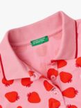 Benetton Kids' Short Sleeve Strawberry Polo Shirt, Multicolor