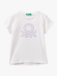 Benetton Kids' Short Sleeve Logo T-Shirt, Optical White
