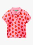 Benetton Kids' Short Sleeve Strawberry Polo Shirt, Multicolor