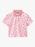 Benetton Kids' Short Sleeve Flower Polo Shirt, Multicolor