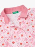 Benetton Kids' Short Sleeve Flower Polo Shirt, Multicolor