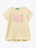 Benetton Kids' Short Sleeve Logo T-Shirt, Pastel Yellow