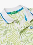 Benetton Kids' Leaves Print Polo Shirt, Green