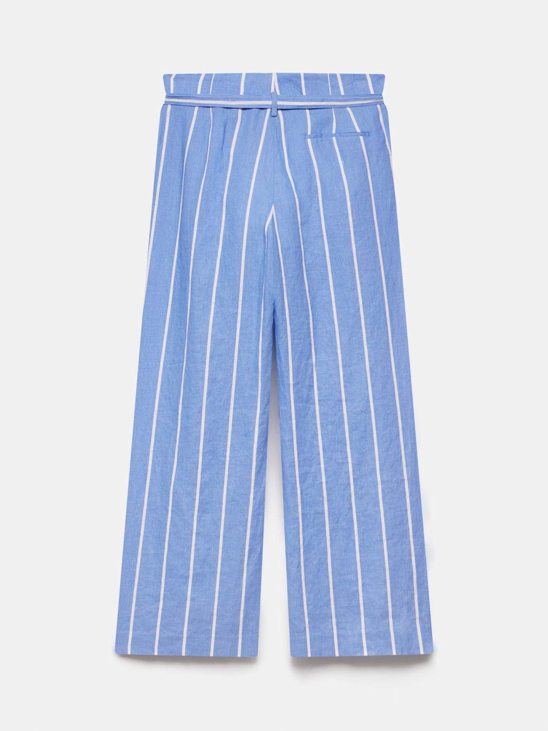 Mint Velvet Striped Linen Wide Leg Trousers, Blue/White, 6R