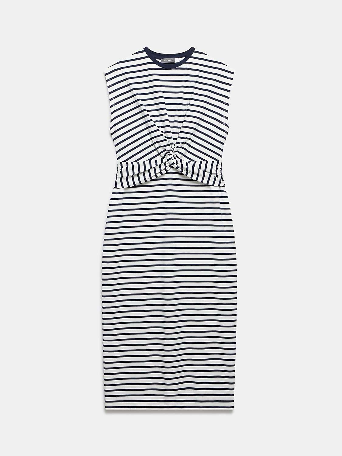 Buy Mint Velvet Stripe Twist Detail Midi Jersey Dress, Navy/White Online at johnlewis.com