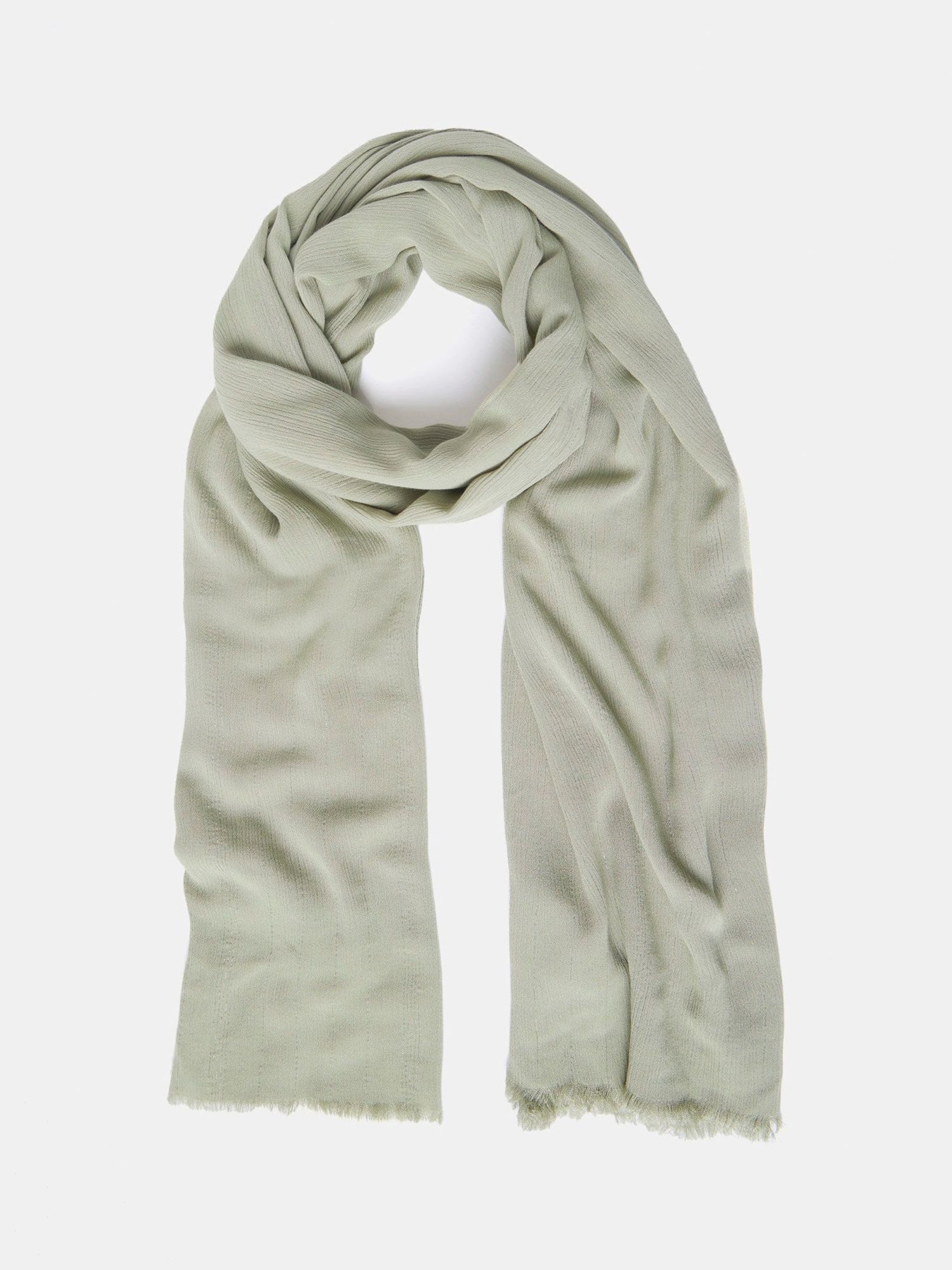 Mint Velvet Metallic Lightweight Scarf, Green Khaki, One Size