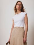 Mint Velvet Pocket Midi Jersey Dress, White/Beige