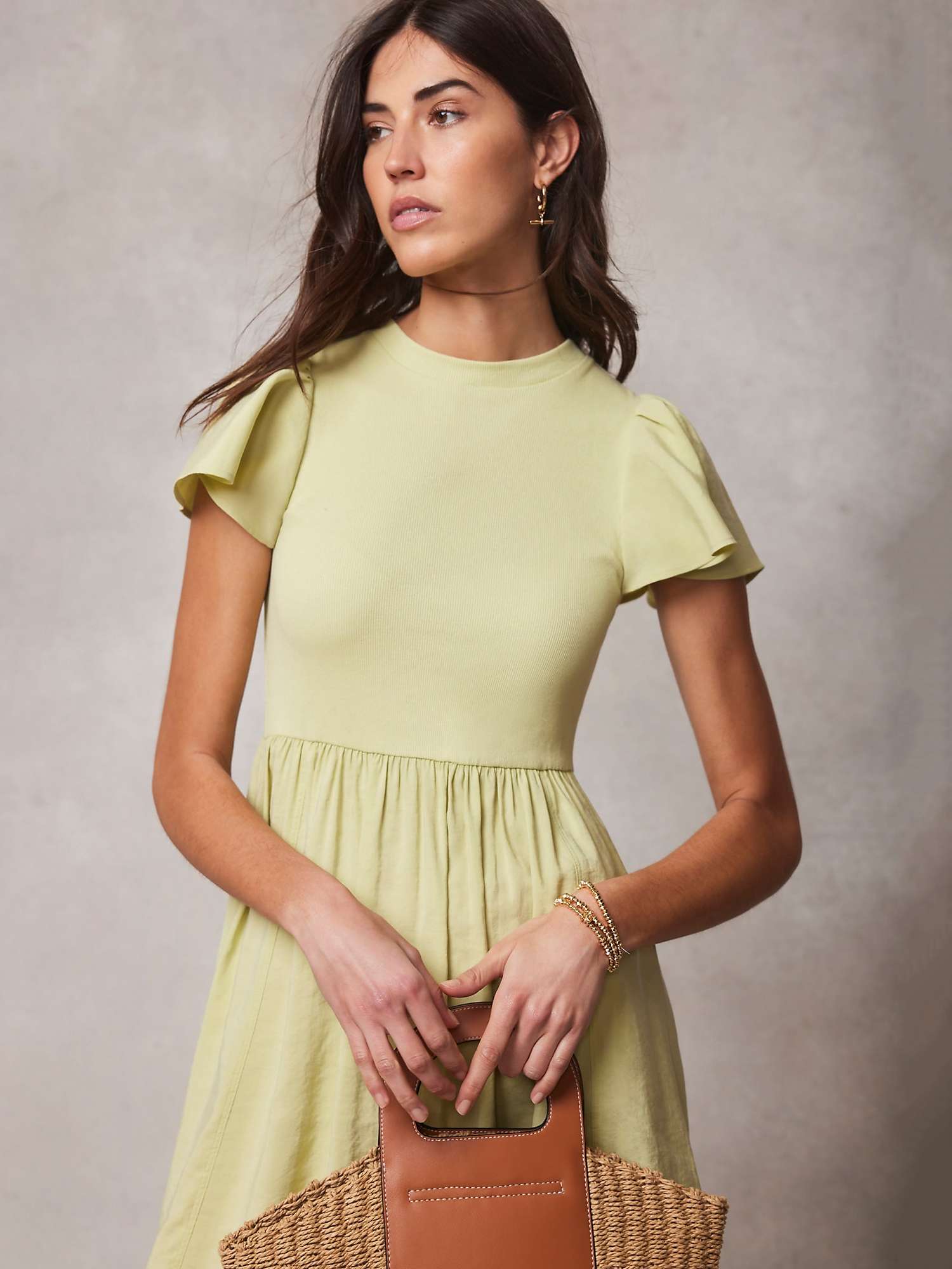 Buy Mint Velvet Ruffle Midi Jersey Dress, Green Online at johnlewis.com