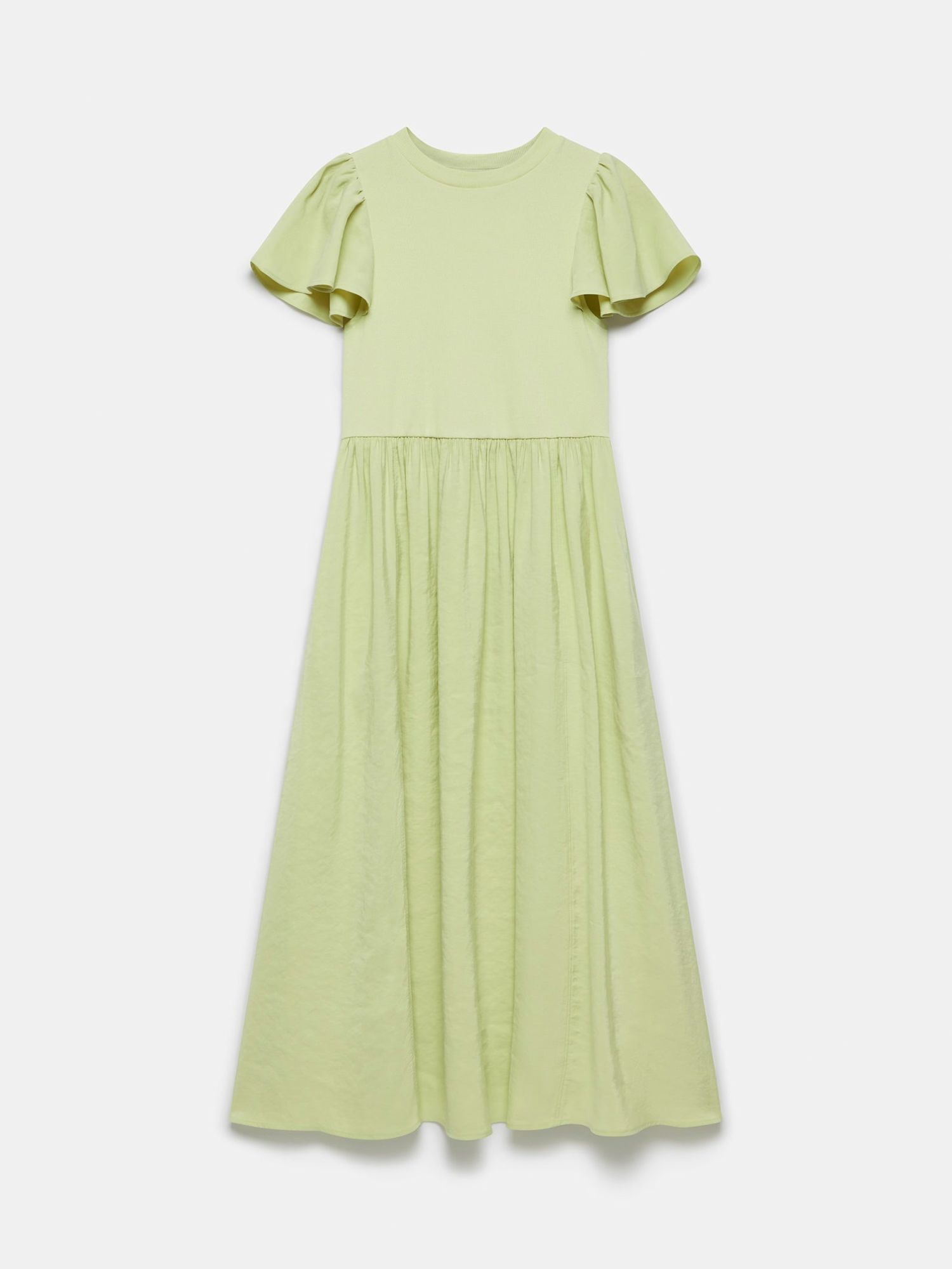 Mint Velvet Ruffle Midi Jersey Dress, Green, XS