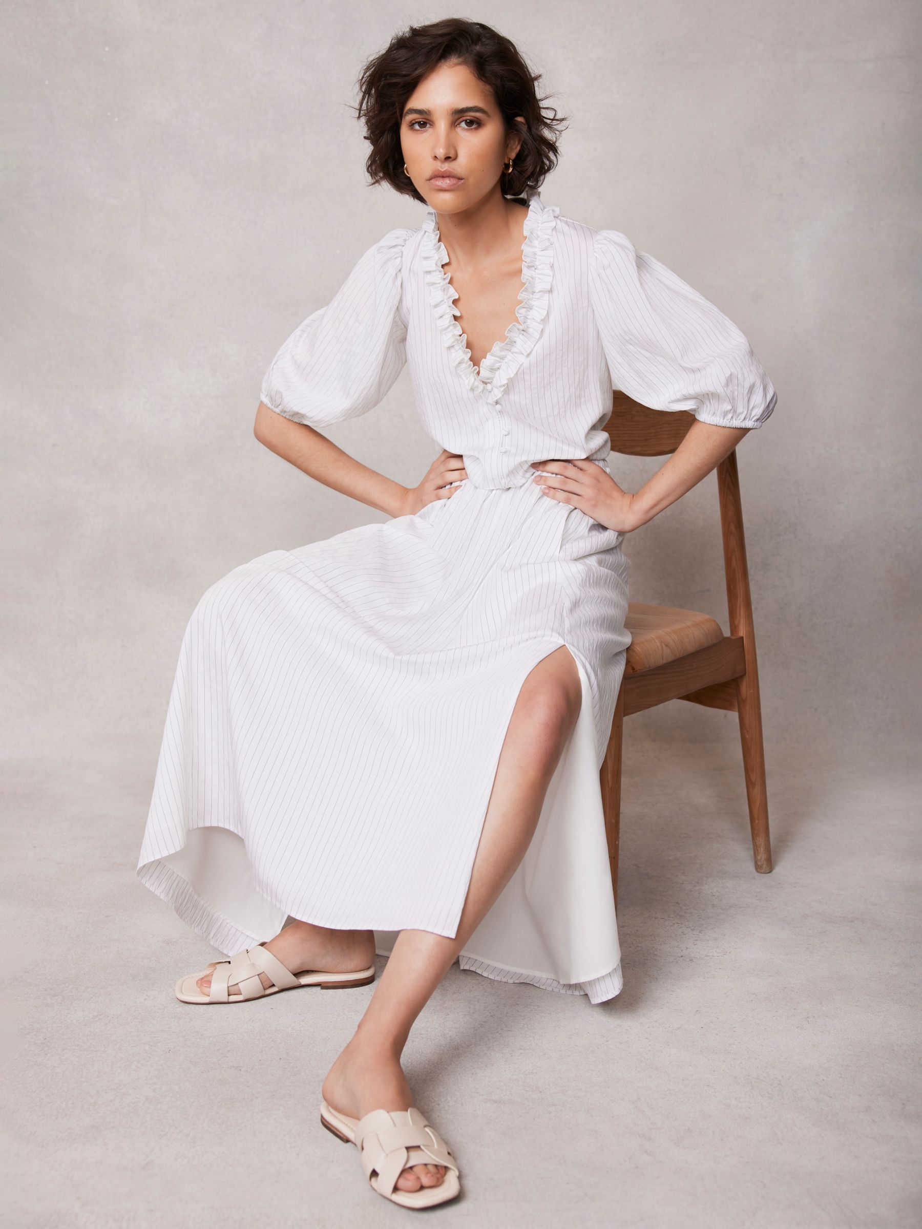 Buy Mint Velvet Pinstripe Maxi Skirt, White Ivory Online at johnlewis.com