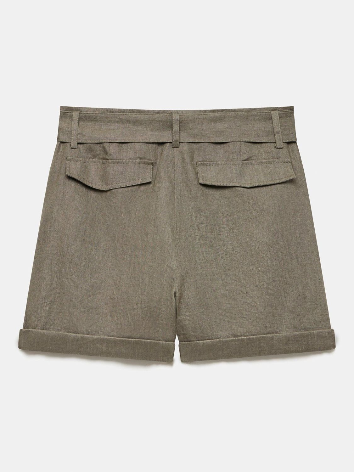 Buy Mint Velvet Linen Belted Shorts, Green Khaki Online at johnlewis.com