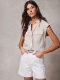 Mint Velvet Sleeveless Utility Shirt, Natural