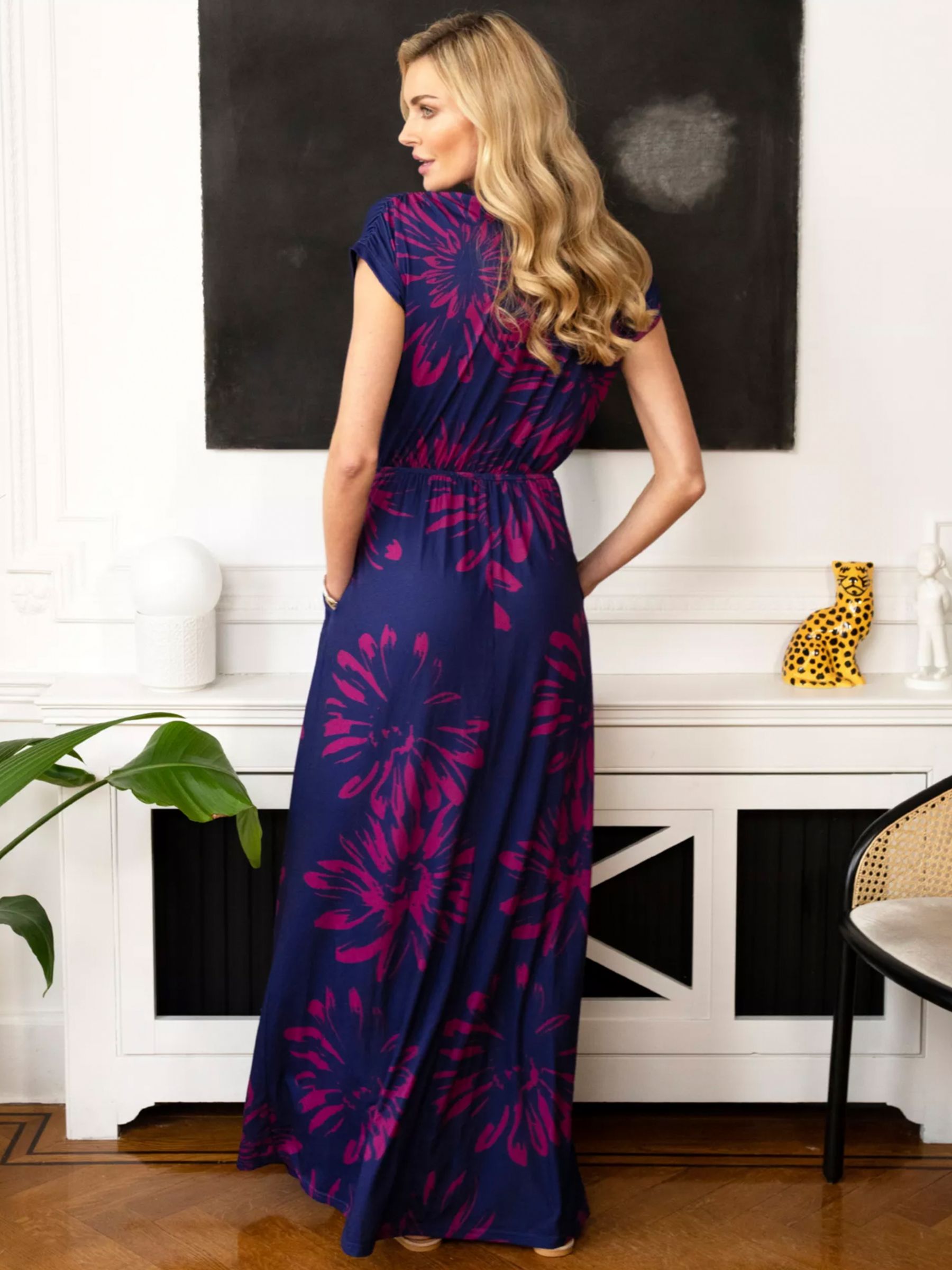 Buy HotSquash Petite Abstract Print Jersey Maxi Dress, Navy/Pink Online at johnlewis.com
