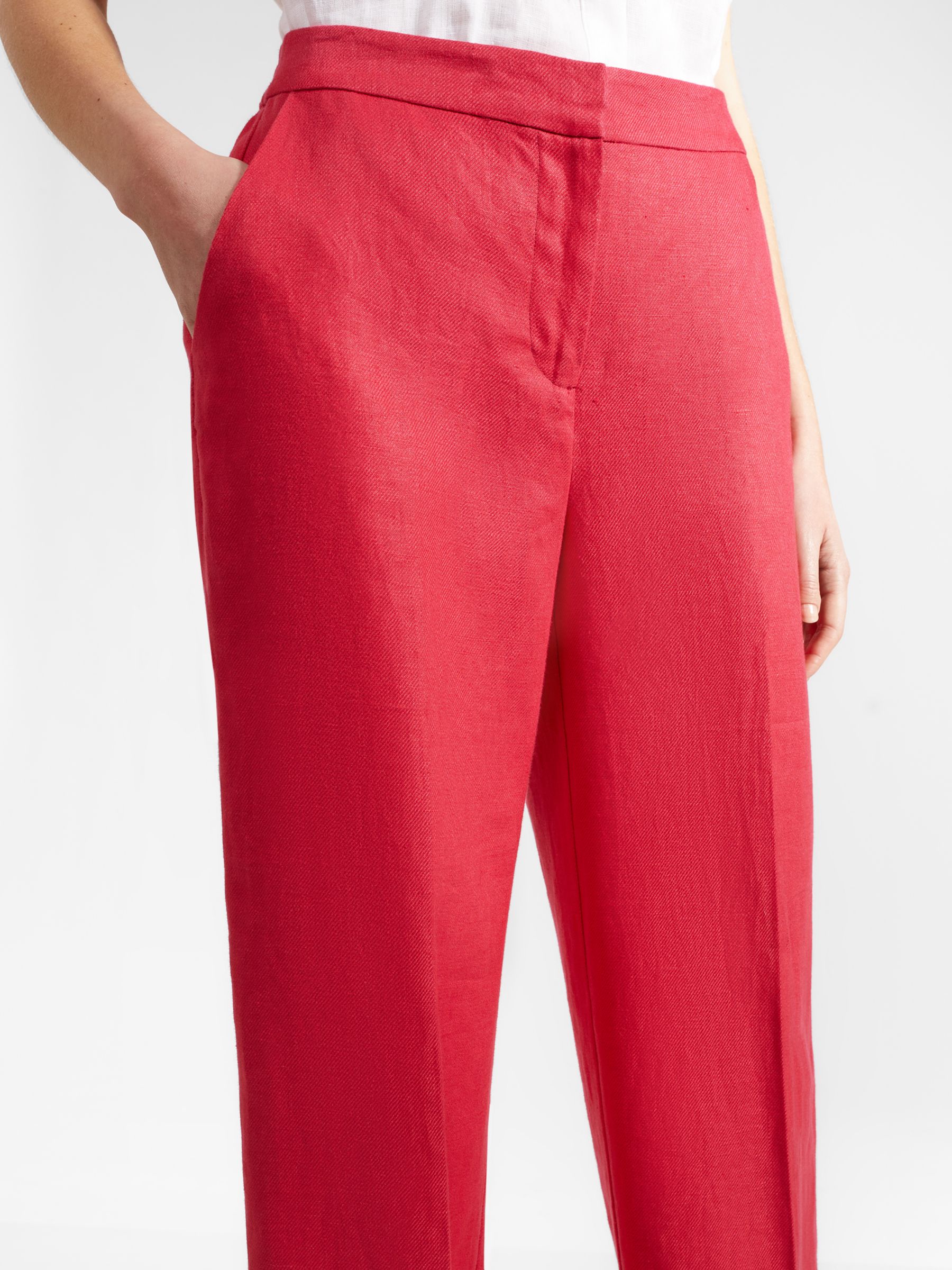 Hobbs Petite Mirabel Linen Suit Trousers, Raspberry Pink