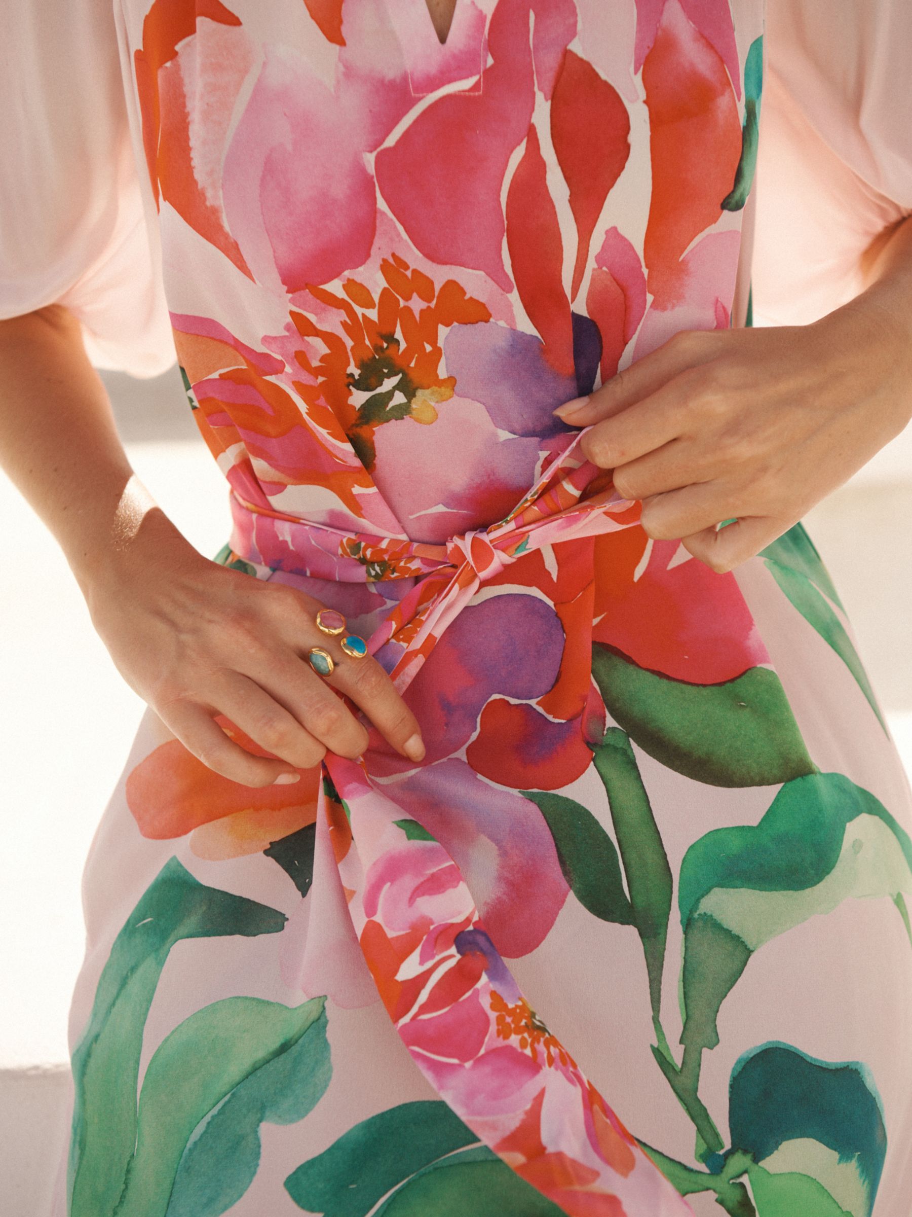 NRBY Ines Silk Wild Peony Dress, Pink/Multi, XS