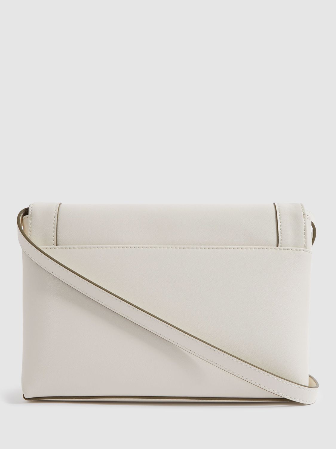 Reiss Kora Soft Leather Cross Body Bag, Off White, One Size