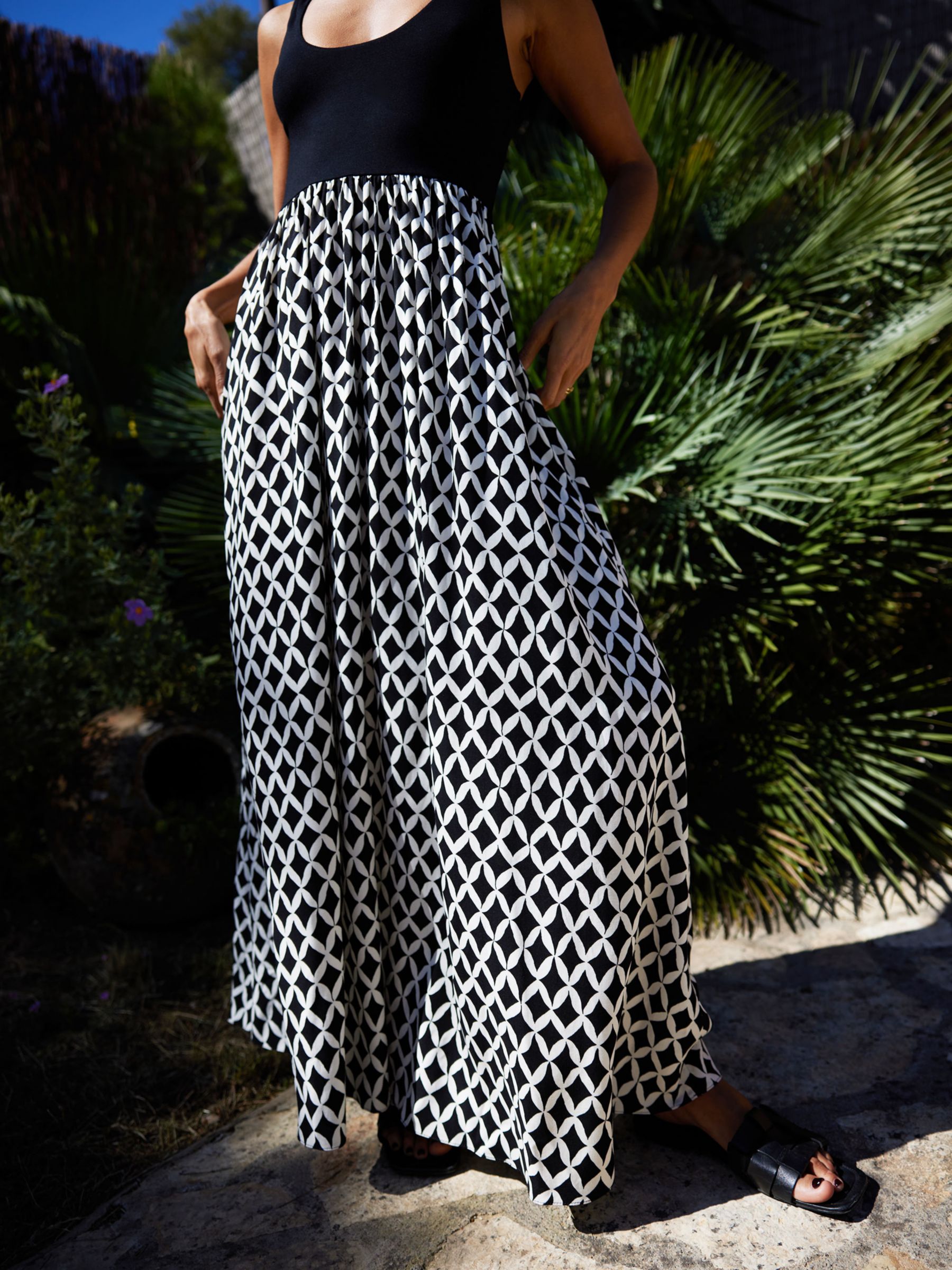 Ro&Zo Geometric Print Maxi Dress, Black/White, 6