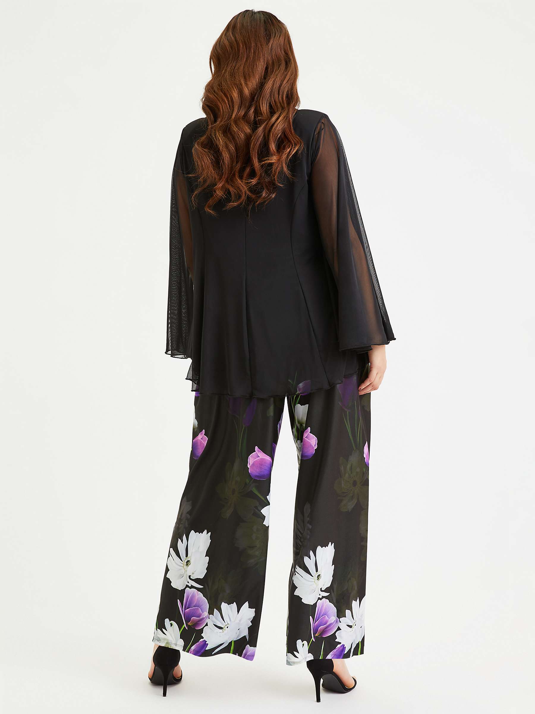 Buy Scarlett & Jo Floral Print Wide Leg Lounge Trousers, Black/Purple Online at johnlewis.com