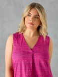 Live Unlimited Curve Geometric Pleat Front Top, Purple/Multi