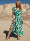 Live Unlimited Curve Geo Print Maxi Dress, Green/Ivory