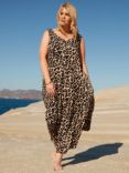 Live Unlimited Curve Leopard Print V-Neck Maxi Dress, Brown