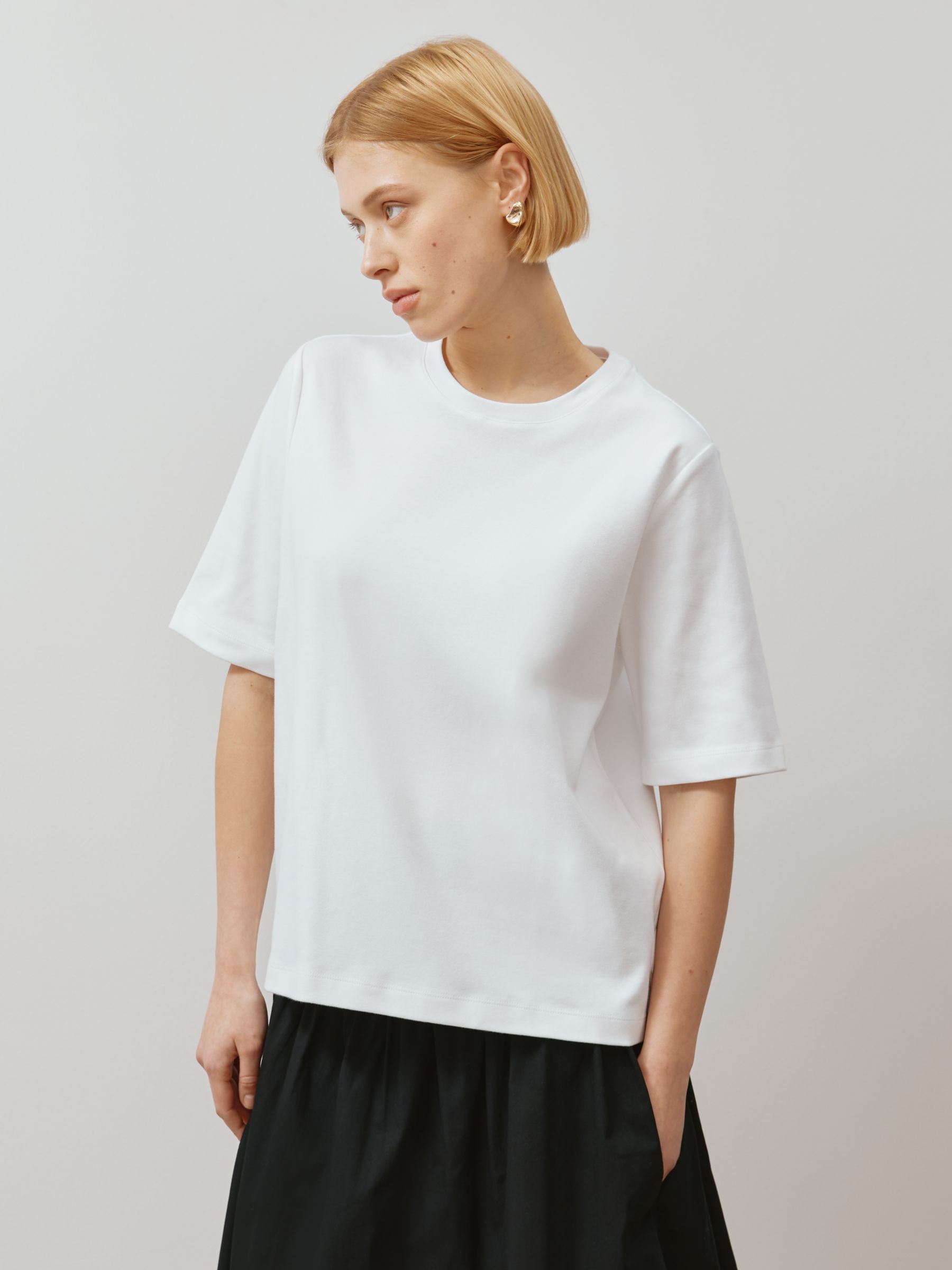 Albaray Boxy Cotton T-Shirt, White, 8