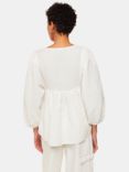 Whistles Gloria Puff Sleeve Linen Blend Blouse, White