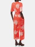 Whistles Aimee Floral Print Cropped Jumpsuit, Coral/Multi