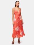 Whistles Raffa Hibiscus Print Maxi Dress, Coral/Multi
