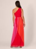 Adrianna Papell Colour Block Asymmetric Chiffon Dress, Red/Multi