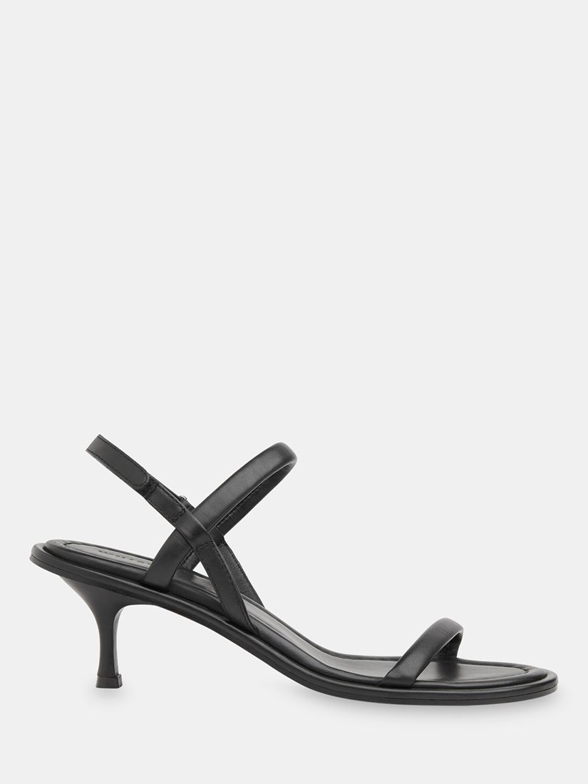 Whistles Enslee Leather Heeled Sandals, Black, 3