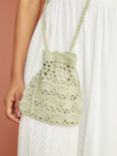 Yumi Crochet Bag With Beaded Trim, Green