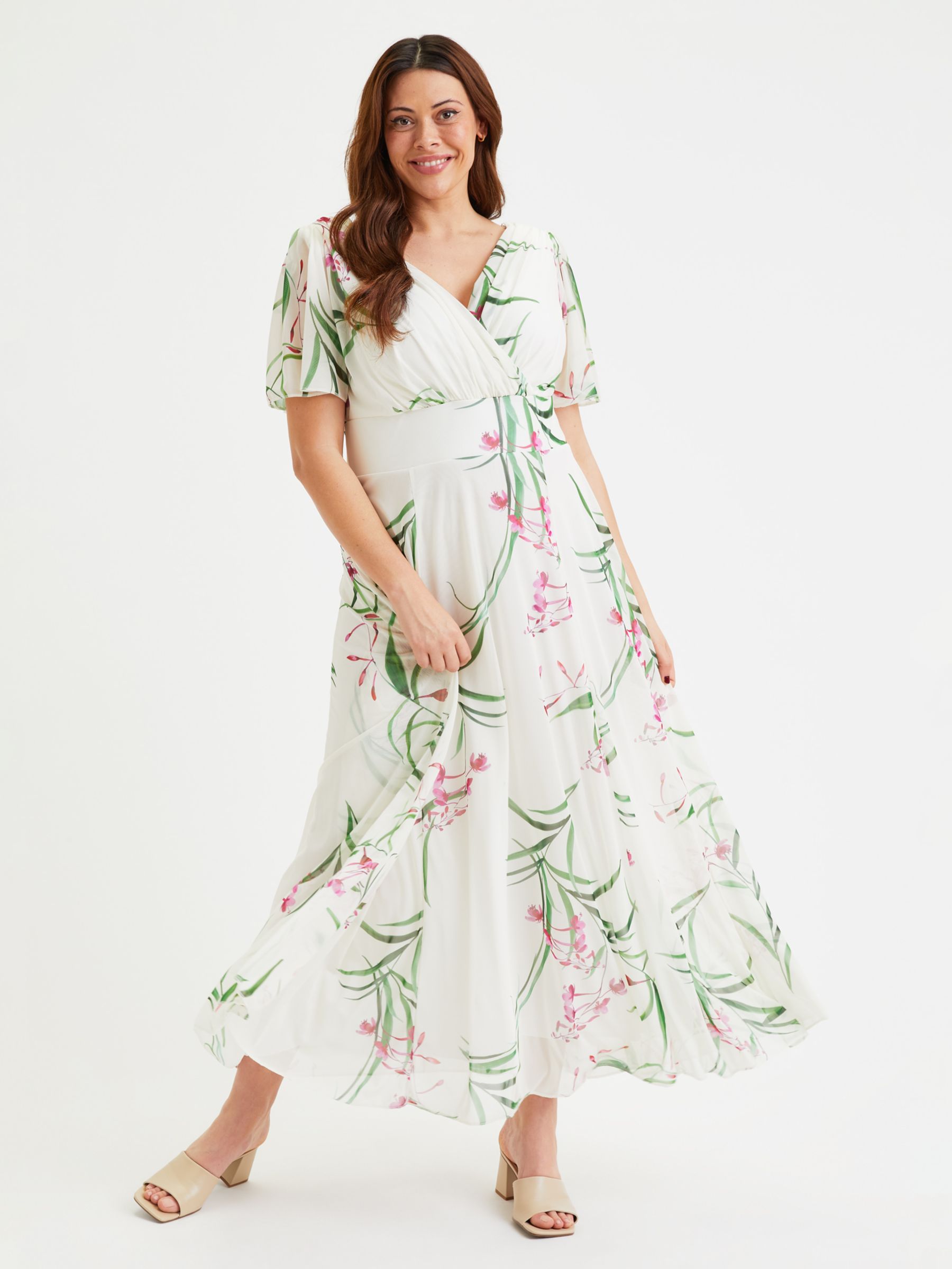 Scarlett & Jo Isabelle Maxi Dress, Ivory/Pink at John Lewis & Partners