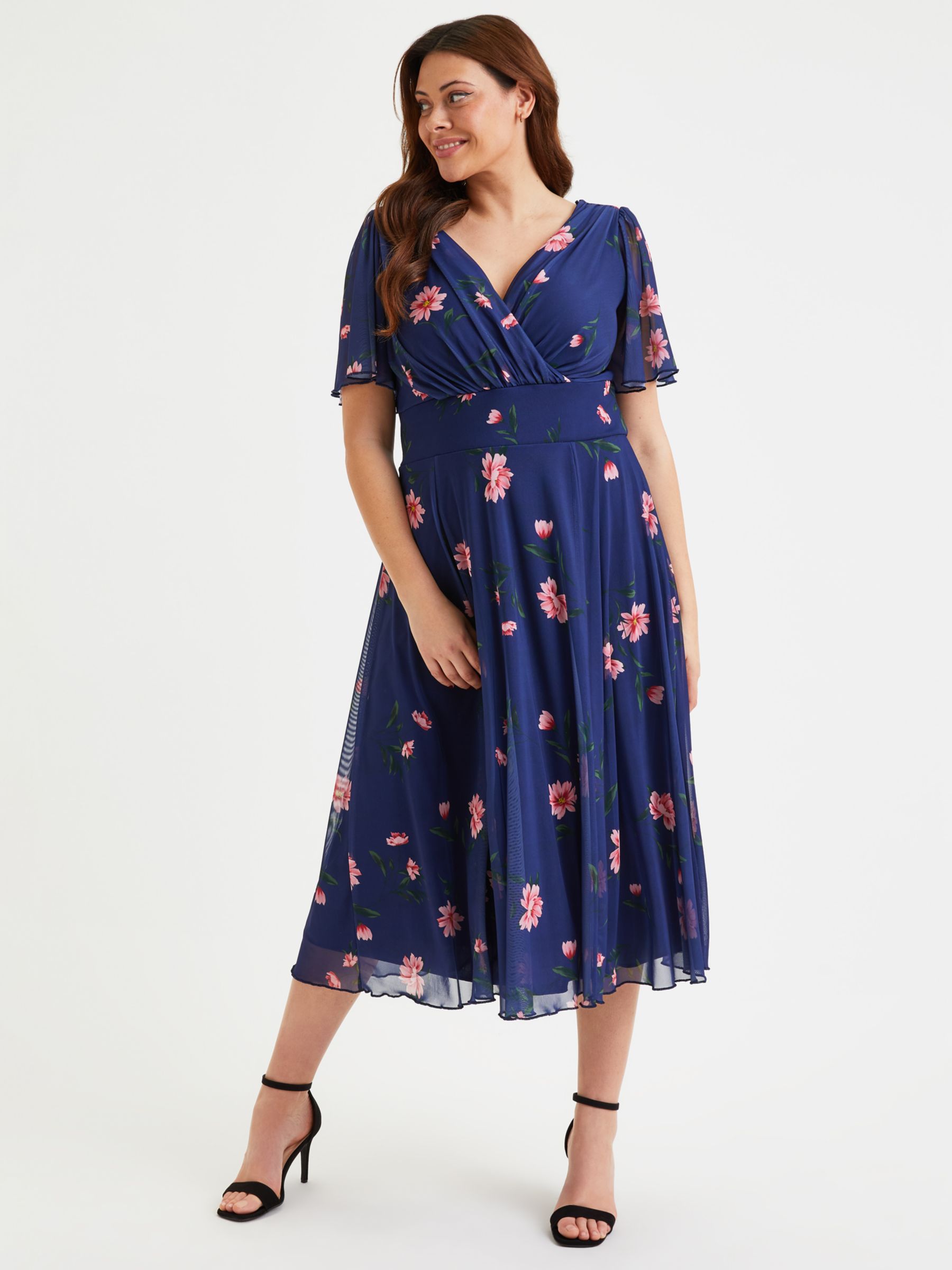 Buy Scarlett & Jo Victoria Flower Midi Dress, Navy/Pink Online at johnlewis.com