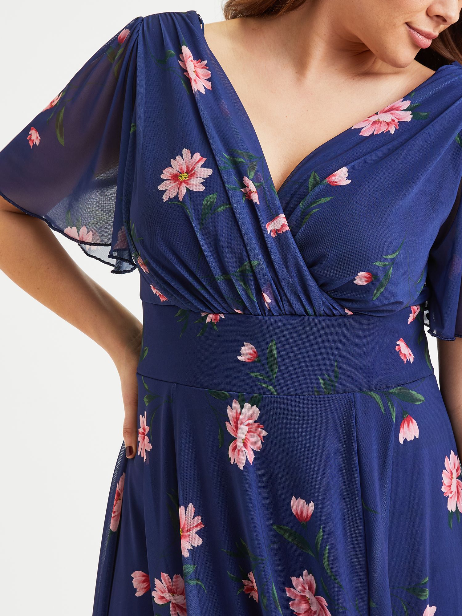 Buy Scarlett & Jo Victoria Flower Midi Dress, Navy/Pink Online at johnlewis.com