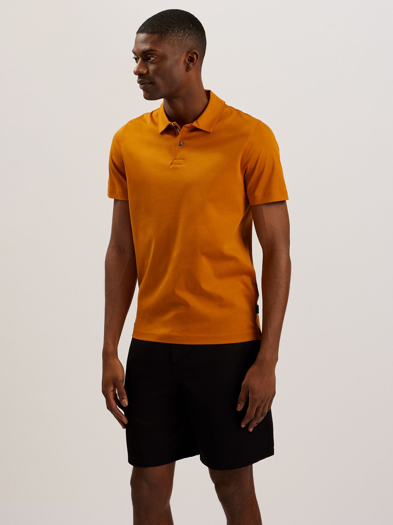 Ted Baker Zeiter Short Sleeve Slim Soft Touch Polo Shirt, Dark Orange