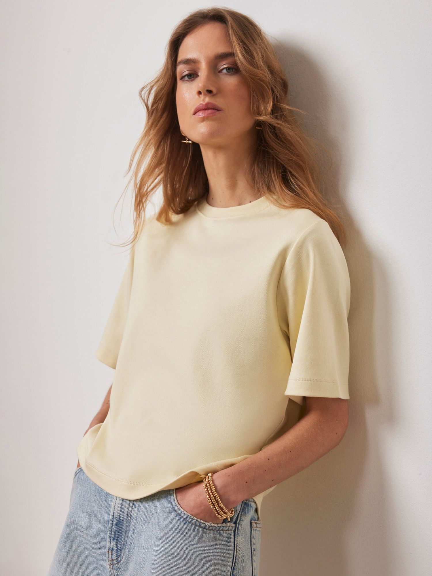 Mint Velvet Ultimate Cotton T-Shirt, Yellow, XS