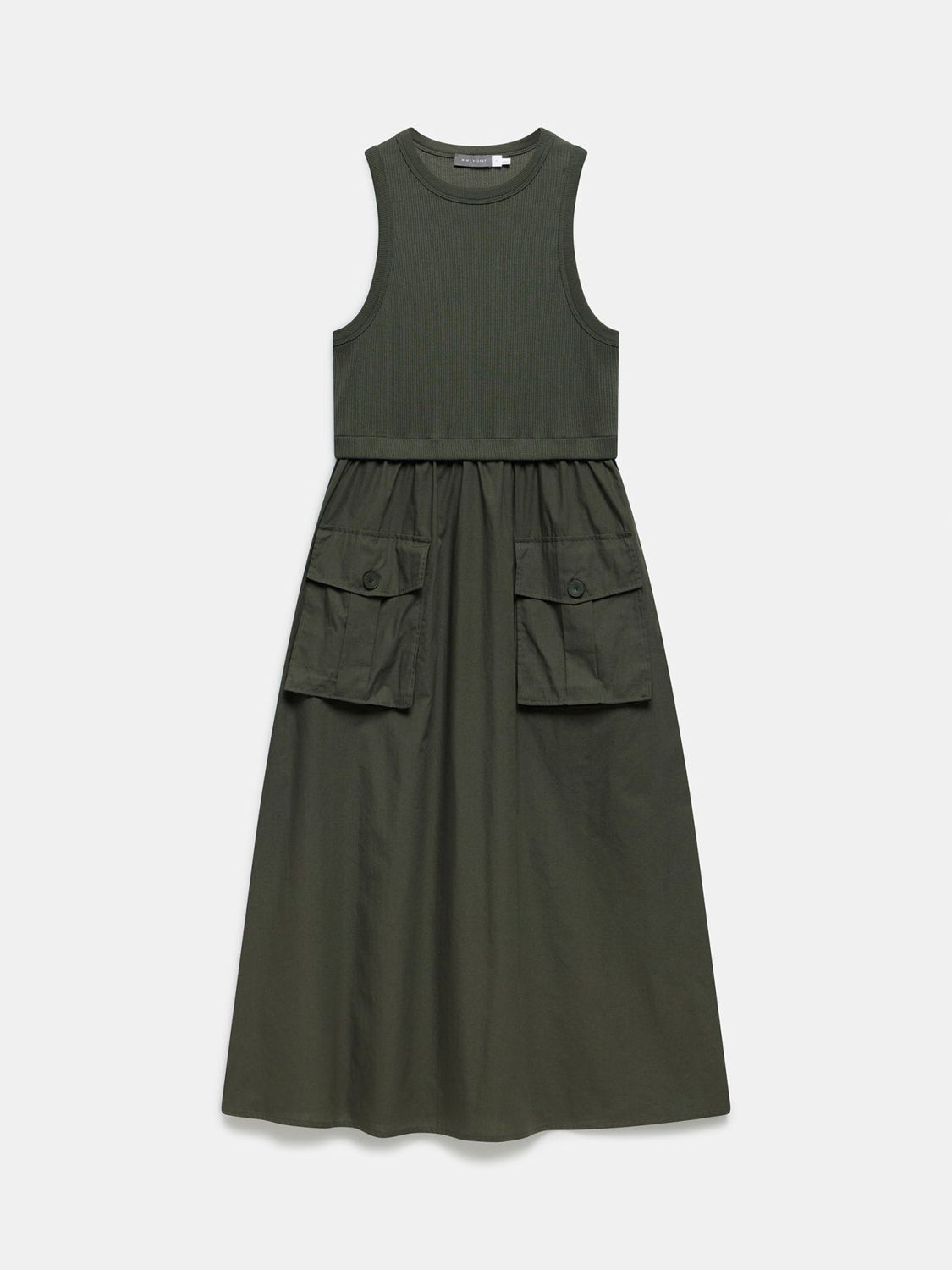 Mint Velvet Jersey Cargo Midi Dress, Green Khaki, XS
