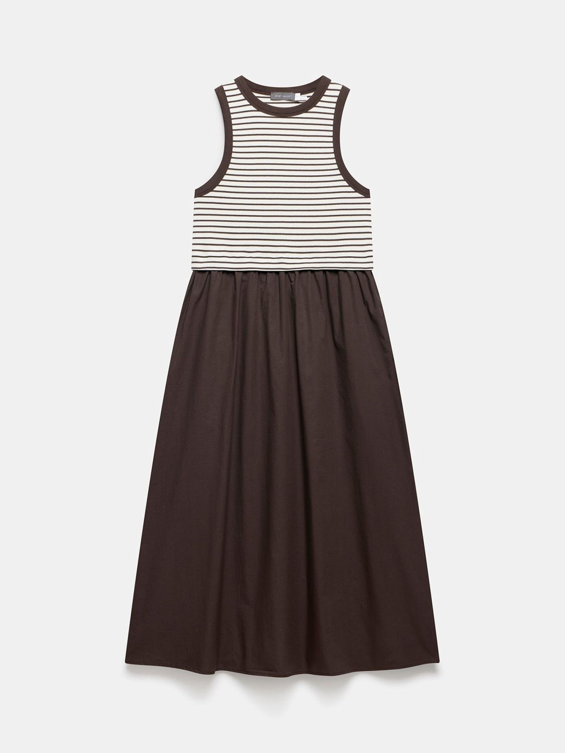Buy Mint Velvet Stripe Jersey Midi Dress, Brown Dark Online at johnlewis.com