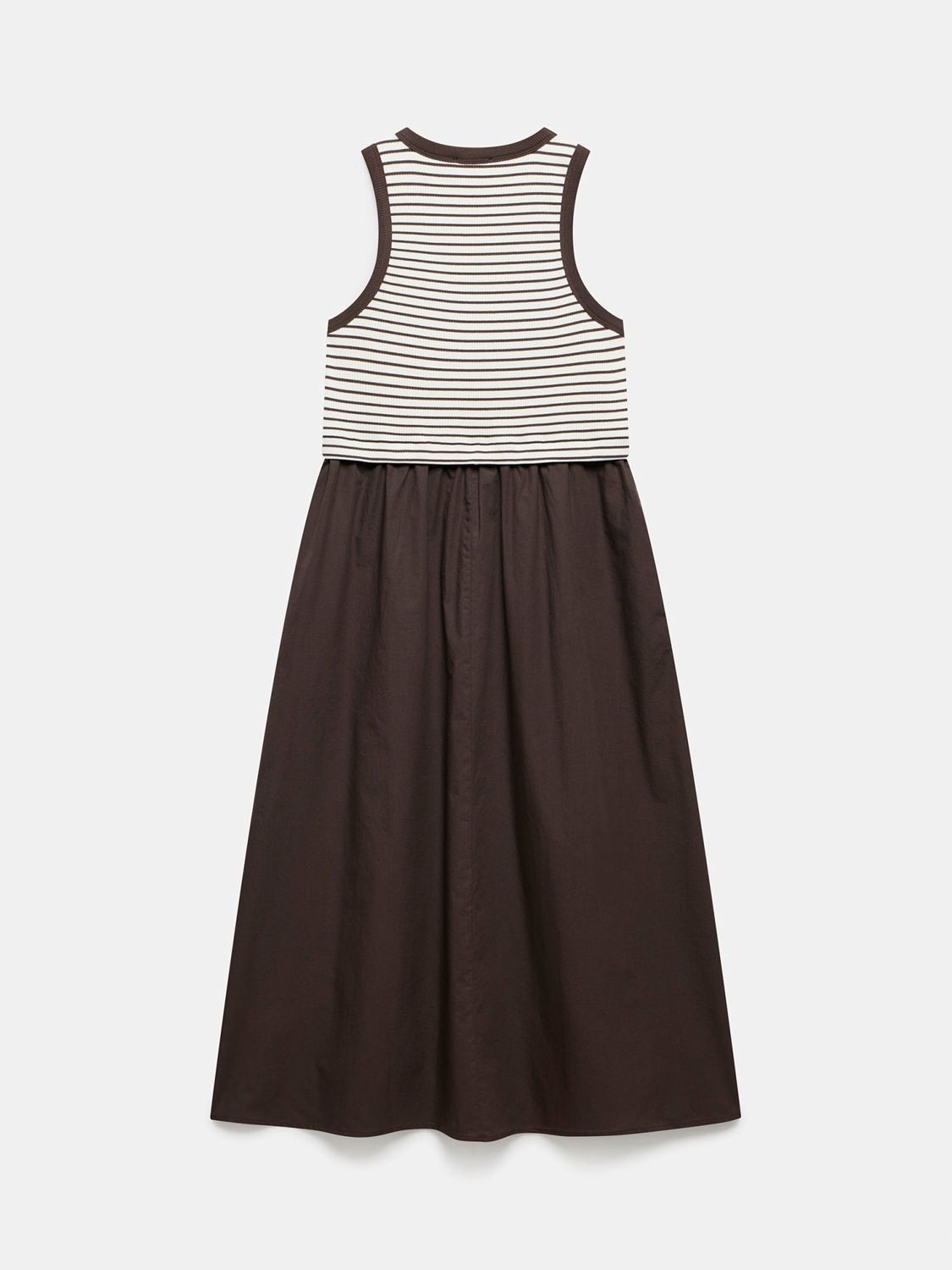 Mint Velvet Stripe Jersey Midi Dress, Brown Dark, XS