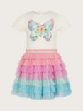 Monsoon Kids' Butterfly Embroidered Disco Dress, Multi