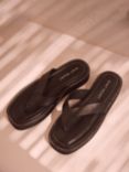 Mint Velvet Leather Flip Flop Sandals, Black